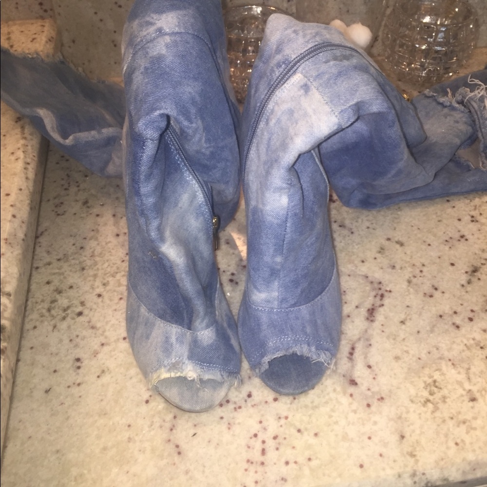 Jean over the knee boots
